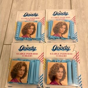 Goody Blue Large 4 Packs/18 Perm Rod Curlers Snap Lock Clasp #430/4 Vintage 90s